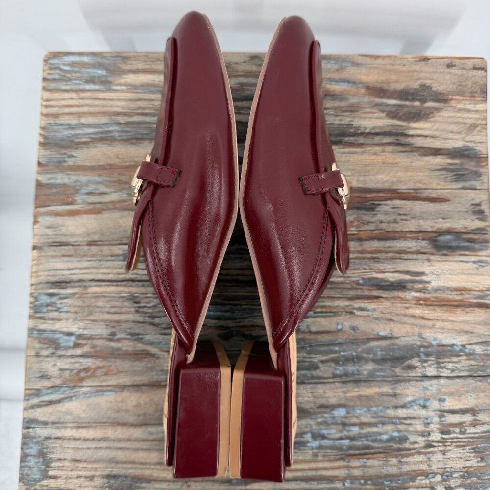 Lulus Burgundy Horsebit Mule Loafers Slip On Flats Equestrian Women's Size 8 - Picture 3 of 5